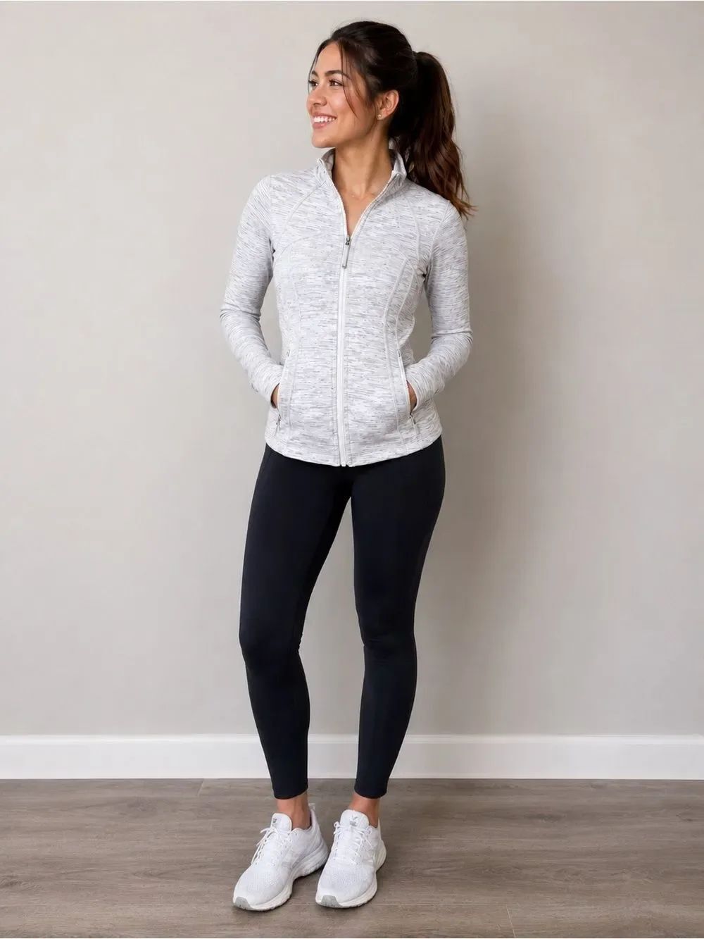Lululemon Define Jacket Heathered Gray Space Dye Zip Up Thumbhole Size 4
